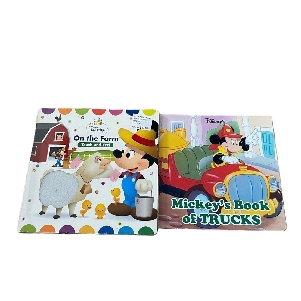 Disney Mickey Mouse Hardcover Book Bundle On the Farm Book of Trucks Touch Feel